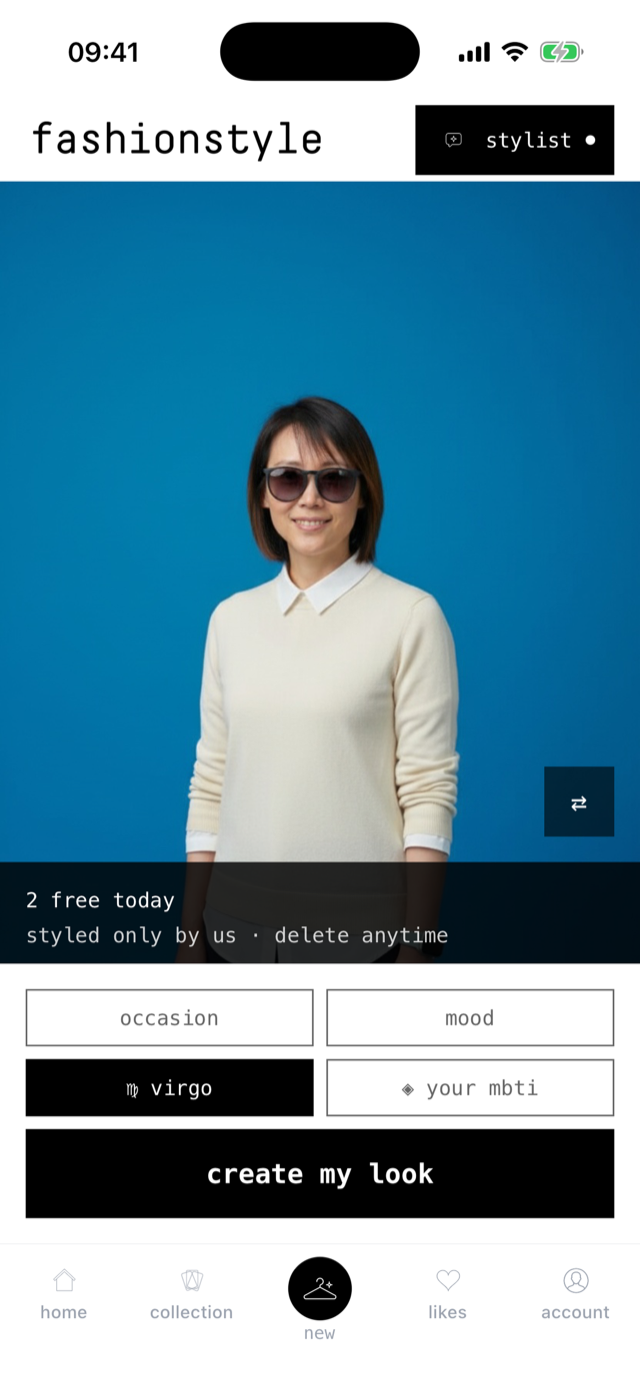 app screenshot — create my look